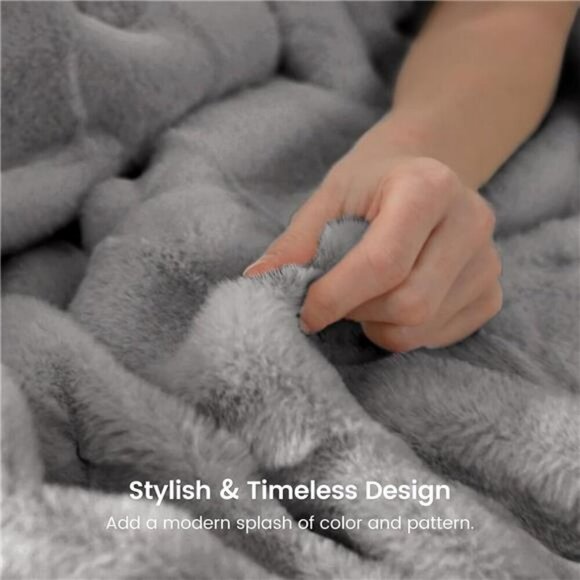 Cozy Bliss Faux Fur Throw Blanket Soft Fluffy Grey Couch Bed Sofa Lightweight - Picture 4 of 7